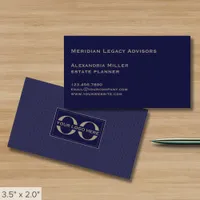 Simple Minimalist Navy Blue Company Logo Business Card