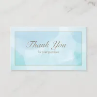 Modern Blue Teal Watercolor Thank You Business Card