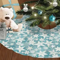 Stylized Starfish & Sand Dollars Pattern#25 ID1009 Brushed Polyester Tree Skirt