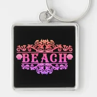 Vintage Beach Color Splash Logo Keychain