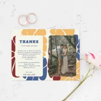 Retro Groovy Boho Chic Floral Wedding Thank You Card