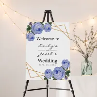 Welcome Wedding Gold Glitter Geo Blue Floral Foam Board