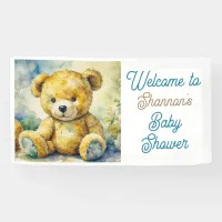 Watercolor Teddy Bear Baby Shower Welcome Banner