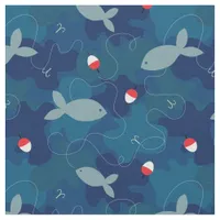 Fishing Blue Camo Pattern Fabric