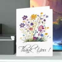 Colorful Watercolor Wildflower Script Thank You Card