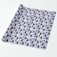 Snowy Forest Purple Christmas Wrapping Paper Roll