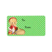 Christmas Gift Tag Label Stickers, Little Elf Girl