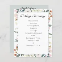 Sage Green Vintage Floral Wedding Program