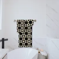 Stylish Black & Beige Geometric Pattern Bath Towel Set