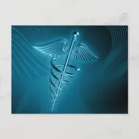 Blue Rod of Asclepius Postcard