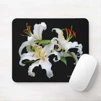 Elegant Casablanca White Oriental Lilies Flowers Mouse Pad