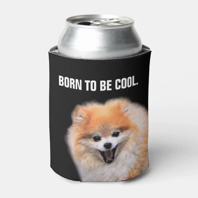 Cute Laughing Pomeranian Dog Can Cooler
