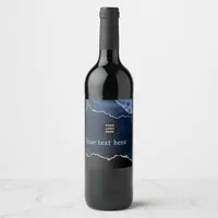 Navy and Silver Agate Precious Stone Wine Label