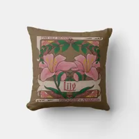 Pink Lily Victorian Flowers Friendship Admiration Throw Pillow