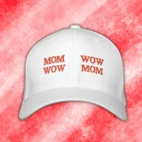 MOM WOW in red embroidery | Women's Polo Embroidered Baseball Cap