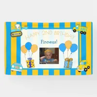 Cute Orange and Blue Happy Birthday Personalized Banner