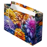 Pretty Floral Watercolor Flowers Ai Art Large Gift Bag