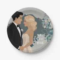 Timeless Romance: Watercolour Bride and Groom Art Paper Plates