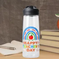 Happy Teachers Day Rainbow & Apple Water Bottle