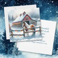 Beautiful Horse on a Christmas Farm Personalized Card