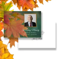 Fall Colored Leaves Funeral Memorial Sympathy Thank You Card