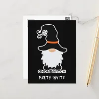 Halloween Gnome Witch White Hair Invite Postcard