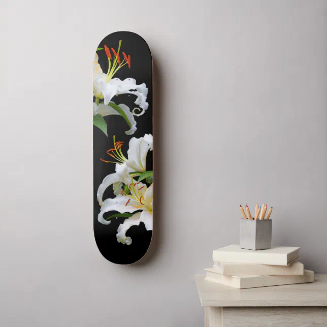 Elegant Floral Casablanca White Oriental Lilies Skateboard