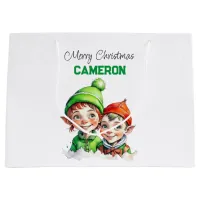 Personalized Little Elves Christmas Large Gift Bag