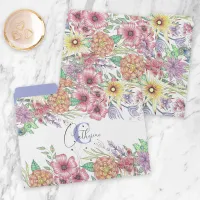 Hand-Drawn Flowers Leaves Name and Initial Letter File Folder