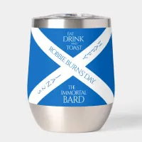 Eat Drink and Toast Robbie Burns Scottish Flag Thermal Wine Tumbler