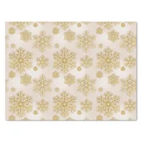 Snowflakes Gold Glitter Sparkle on Antique White Tissue Paper