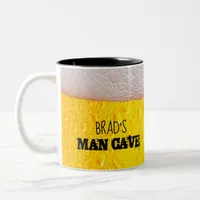 Beer Bubbles and Froth Funny Man Cave Two-Tone Coffee Mug