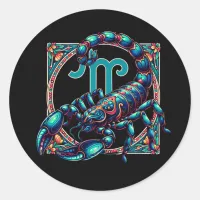 Horoscope Sign Scorpio | Blue Scorpion Classic Round Sticker