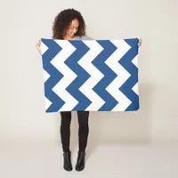 Blue and White Chevron Fleece Blanket