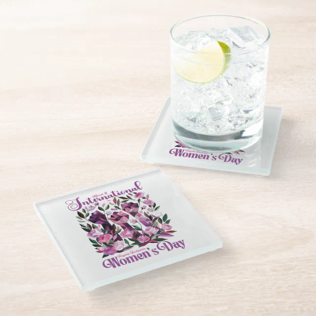 International Women's Day March 8 Glass Coaster