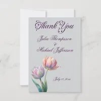 Romantic and Poetic Pastel Tulips Watercolor Thank You Card