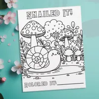 Cute Snail and Mushrooms | Color Me Page