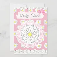 Daisy Themed Girl's Baby Shower Invitation