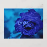 Blue Rose Wedding Invite RSVP with Photo and Menu