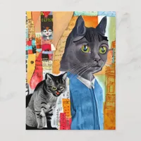 Cats Mixed Media Postcard