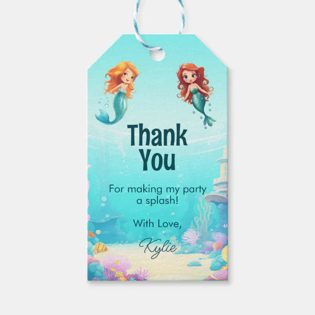 Little Mermaids Under the Sea Birthday Gift Tags