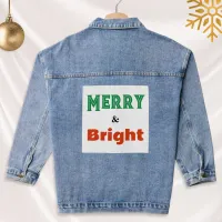 Merry & Bright Christmas Festive Colorful Stylish Denim Jacket