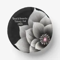 Timeless Elegance: Black & Silver Blossom Wedding  Paper Bowls