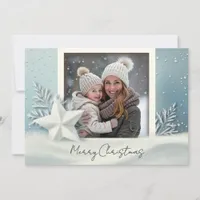 Elegant Winter Photo Christmas Card with Snow