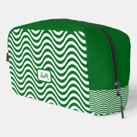 Monogram Green & White Wavy Stripes Psychedelic Dopp Kit