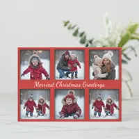 Classic Red 6-Photo Christmas Greetings | Family Holiday Card