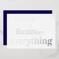 Business Christmas BlueHappy Everything Corporate Foil Holiday Card