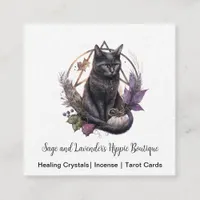 Black Cat Pagan Square Business Card