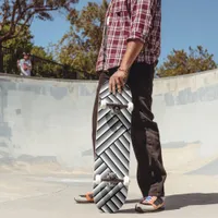 Modern stripes in black, white and gray - cool  skateboard