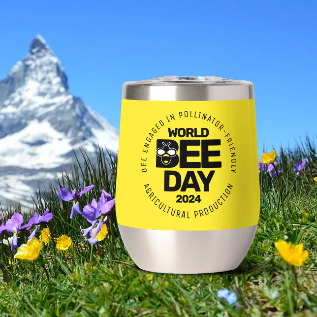 World Bee Day Yellow Black Pollinator Thermal Wine Tumbler